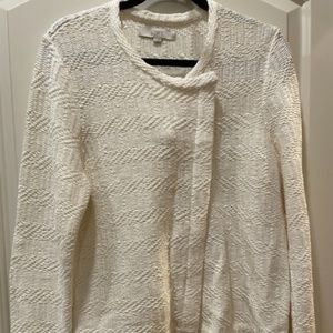 Loft Cream Asymmetrical Zippered Sweater Cardigan